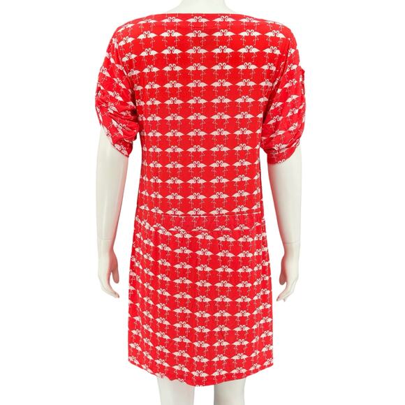 Tracy Negoshian Dress Womens Medium Red Mini Shift‎ Flamingos Resort Vacation - Picture 5 of 8